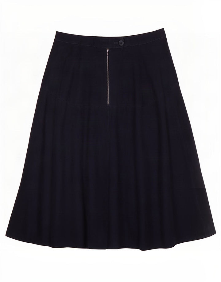Gonna a trapezio da donna vintage in pelle scamosciata media W30 blu navy