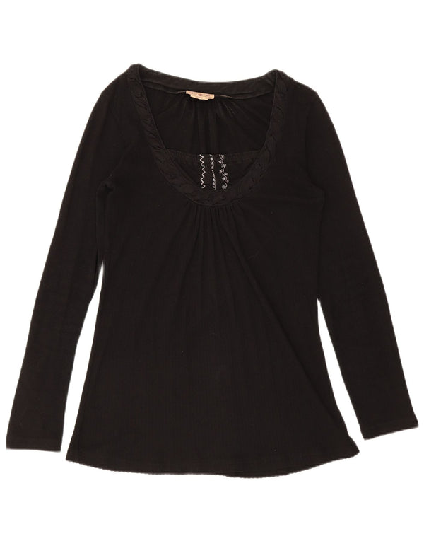 Marlboro Classics Top da donna a maniche lunghe UK 14 Large in cotone nero