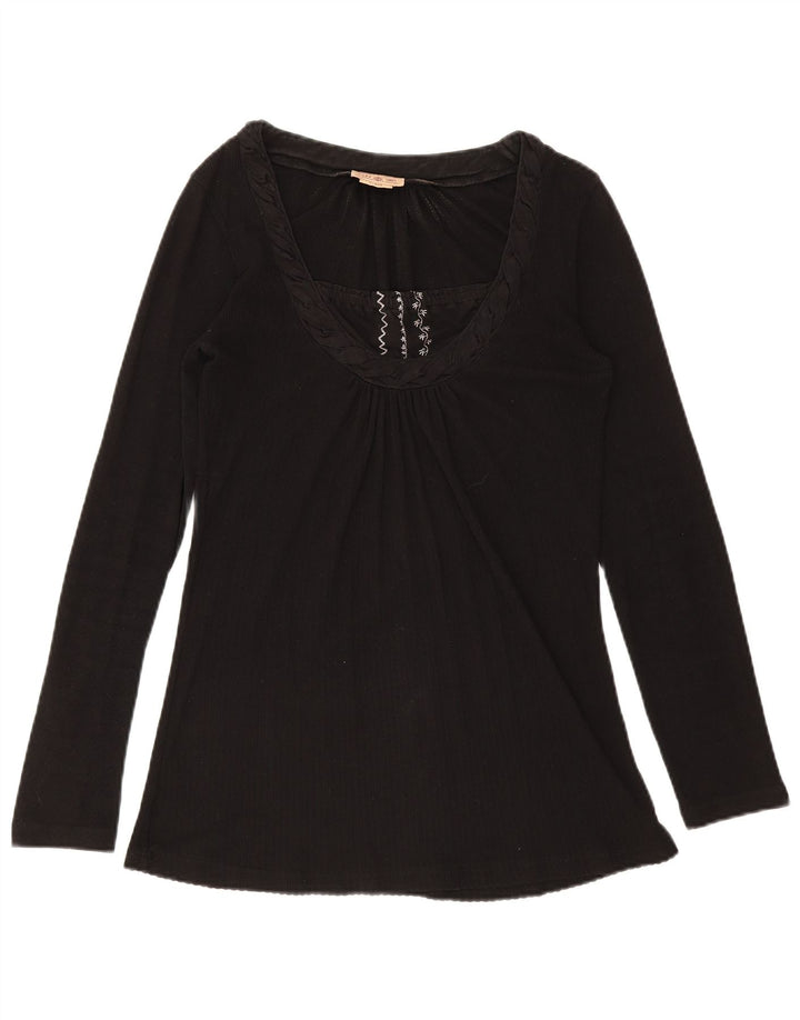Marlboro Classics Top da donna a maniche lunghe UK 14 Large in cotone nero