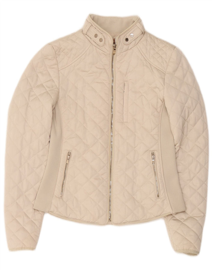 Giacca trapuntata da donna Zara UK 12 media bianco sporco