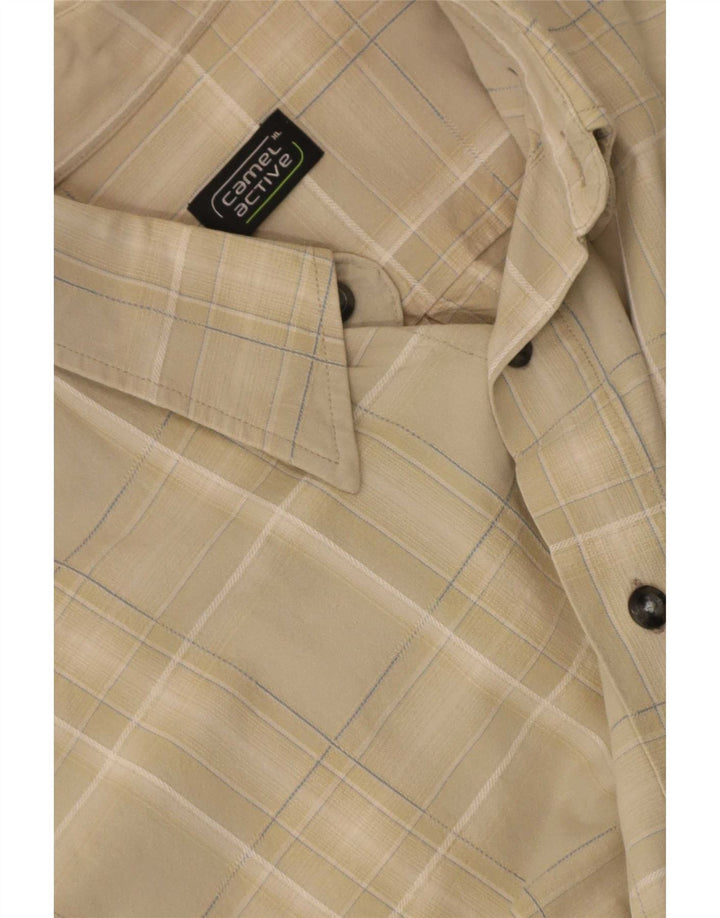 Camicia a maniche corte da uomo Camel Active XL a quadri beige