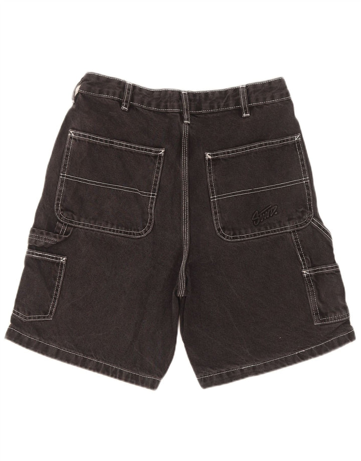 Pantaloncini di jeans cargo STWD da uomo Pull & Bear EU 36 piccoli W29 cotone nero