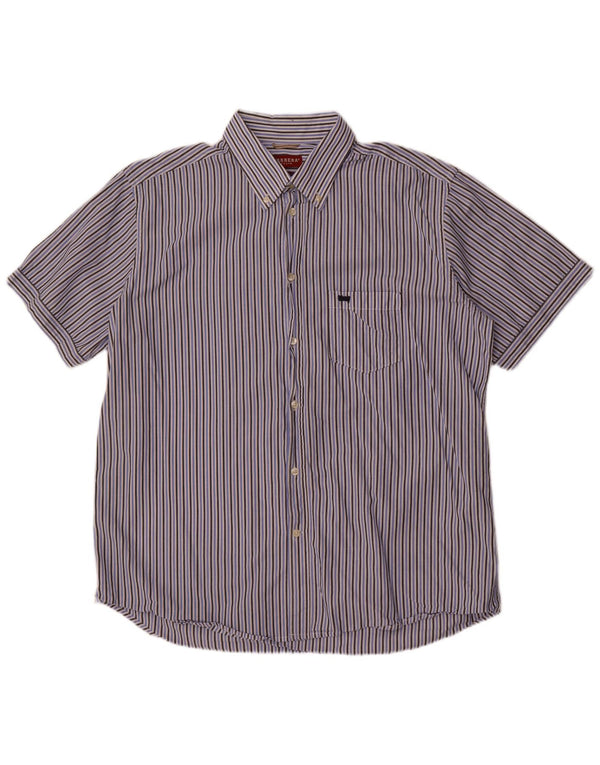 Camicia a maniche corte vestibilità regolare da uomo Carrera 2XL cotone a righe blu