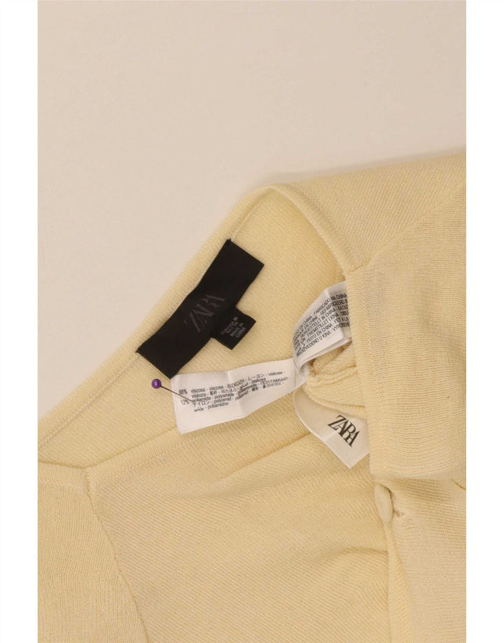 Camicia Zara da donna a maniche corte camicetta UK 12 viscosa gialla media