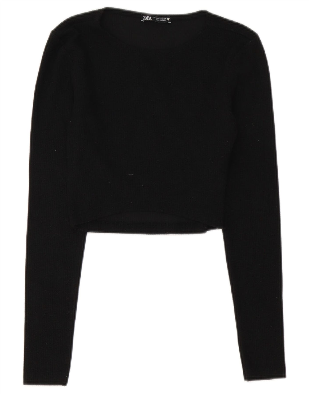 Top corto da donna Zara a maniche lunghe UK 8 piccolo poliestere nero