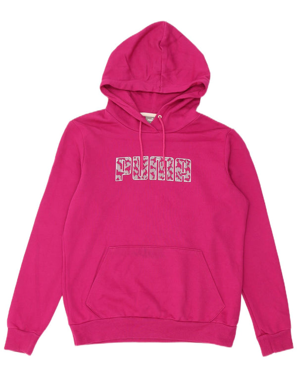 Felpa con cappuccio grafica da donna Puma UK 14 cotone rosa medio