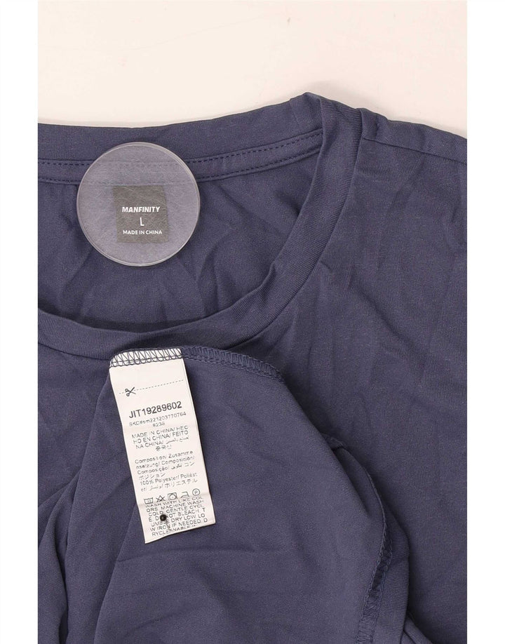 T-shirt grafica da uomo Manfinity Top grande in poliestere blu navy