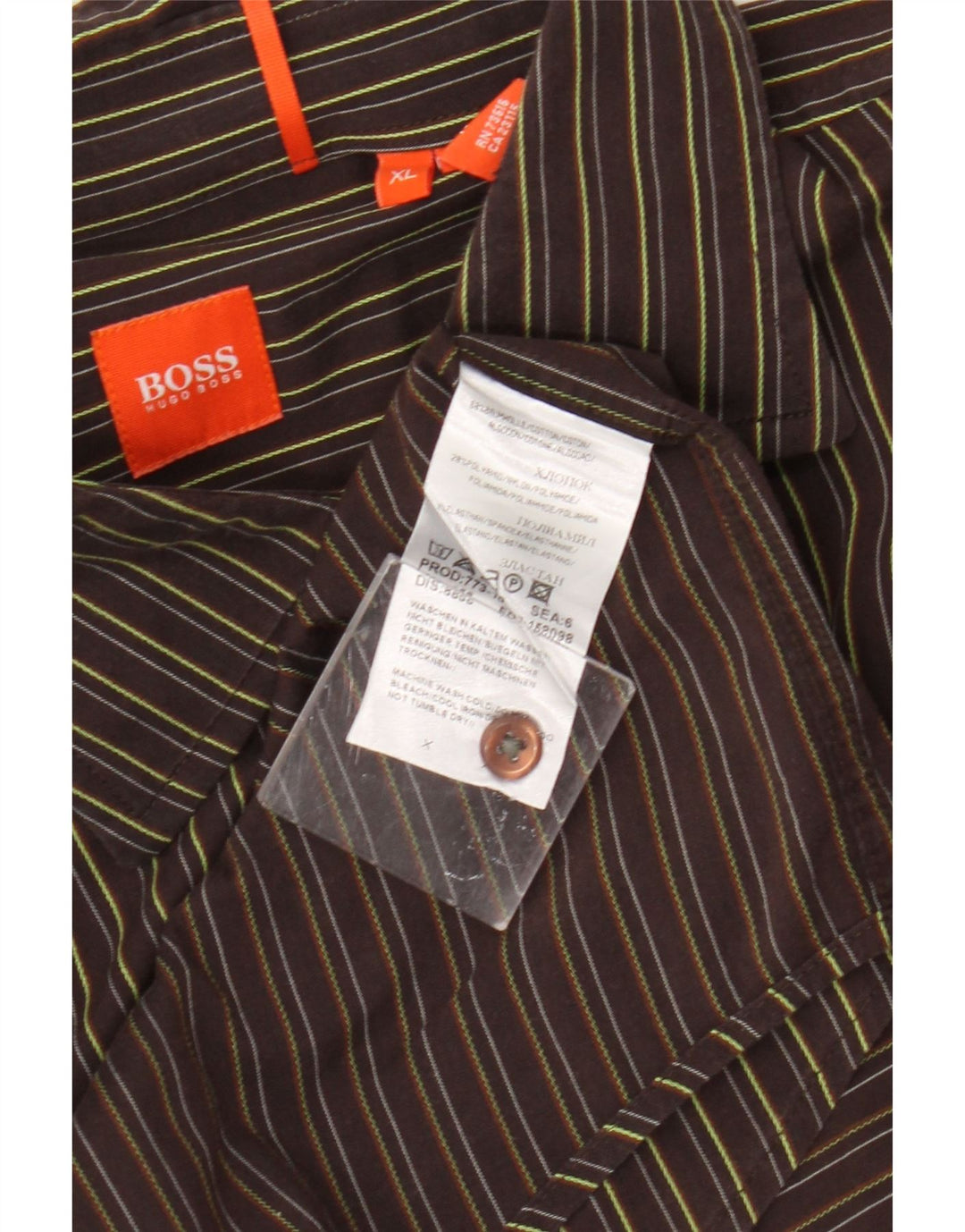 Camicia formale da uomo Hugo Boss XL in cotone a righe marrone