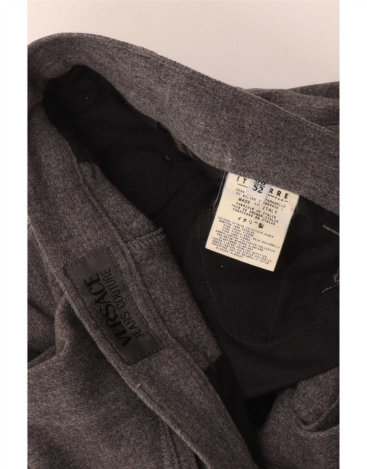 Pantaloni da abito dritti da uomo Versace IT 52 XL W38 L29 Lana grigia