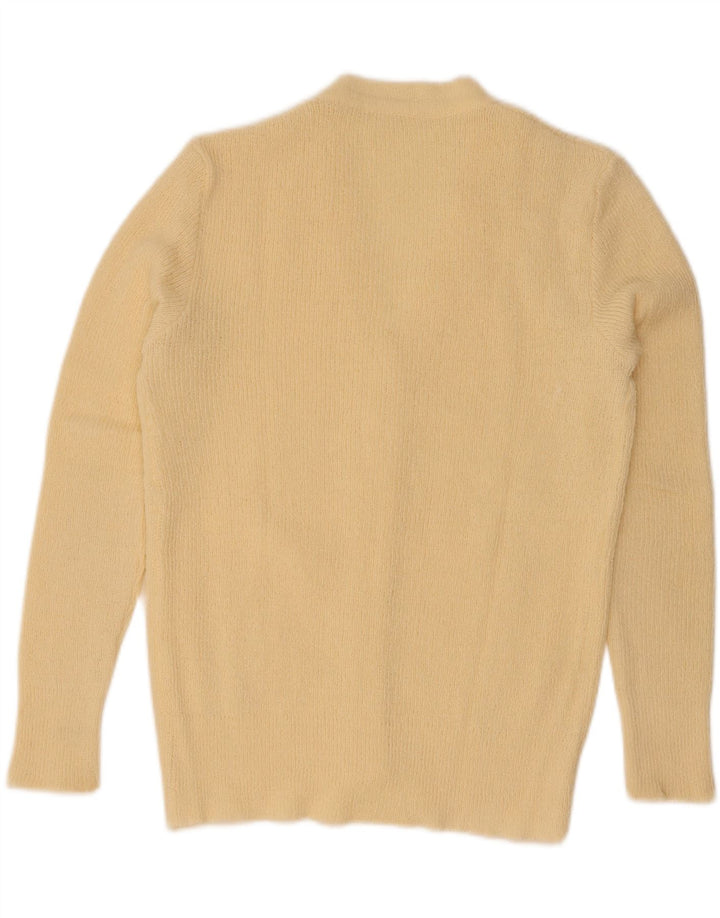 Maglione cardigan da donna vintage UK 12 giallo medio