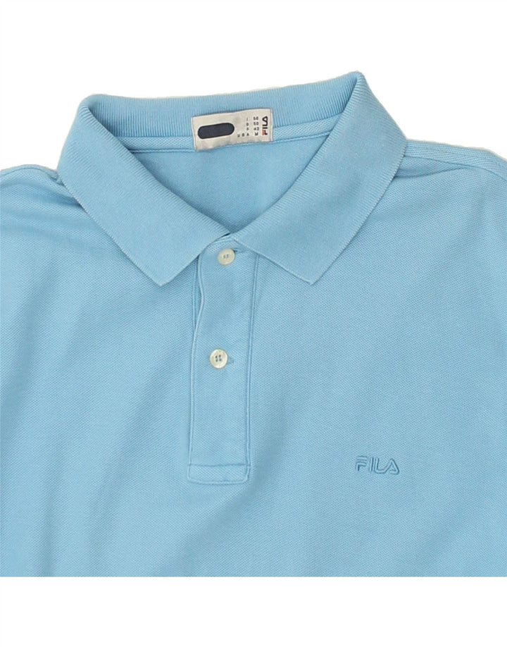 FILA Mens Polo Shirt IT 50 Medium Blue Cotton | Vintage Fila | Thrift | Second-Hand Fila | Used Clothing | Messina Hembry 