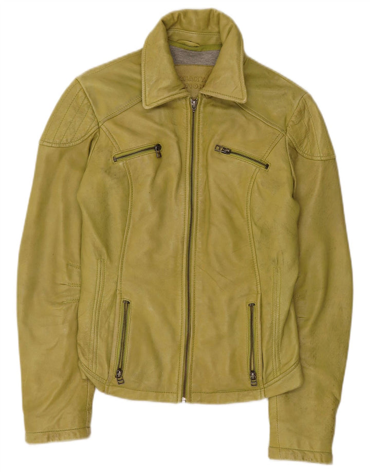 Giacca in pelle da donna Freaky Nation UK 10 piccola pelle verde