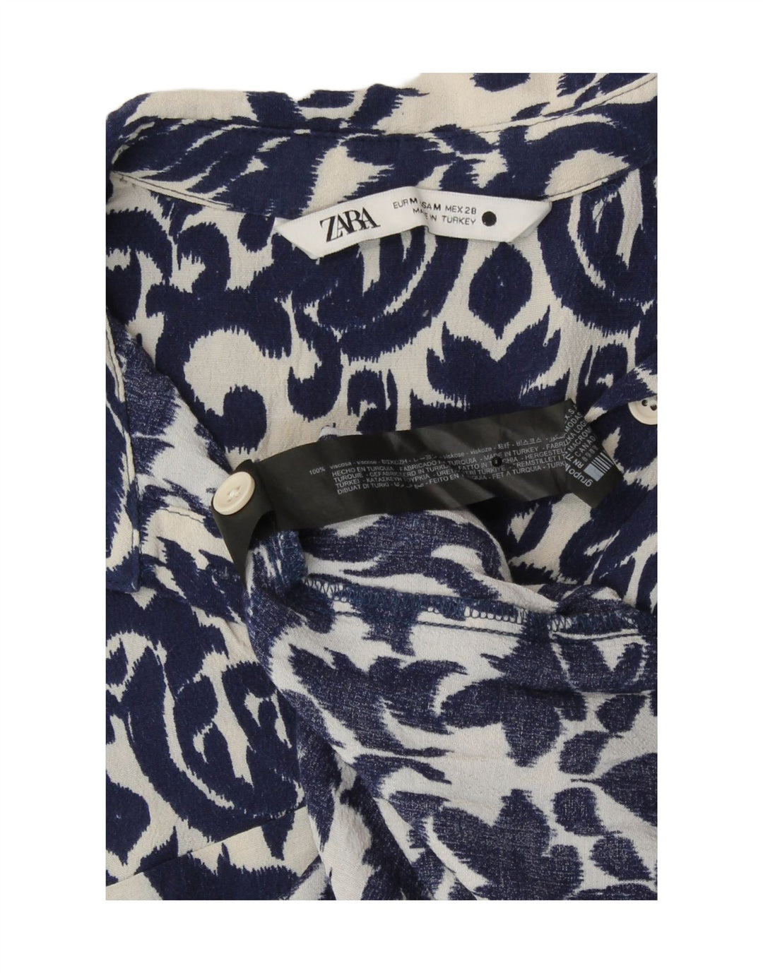 Vestito lungo da donna Zara UK 12 Viscosa Ikat blu medio
