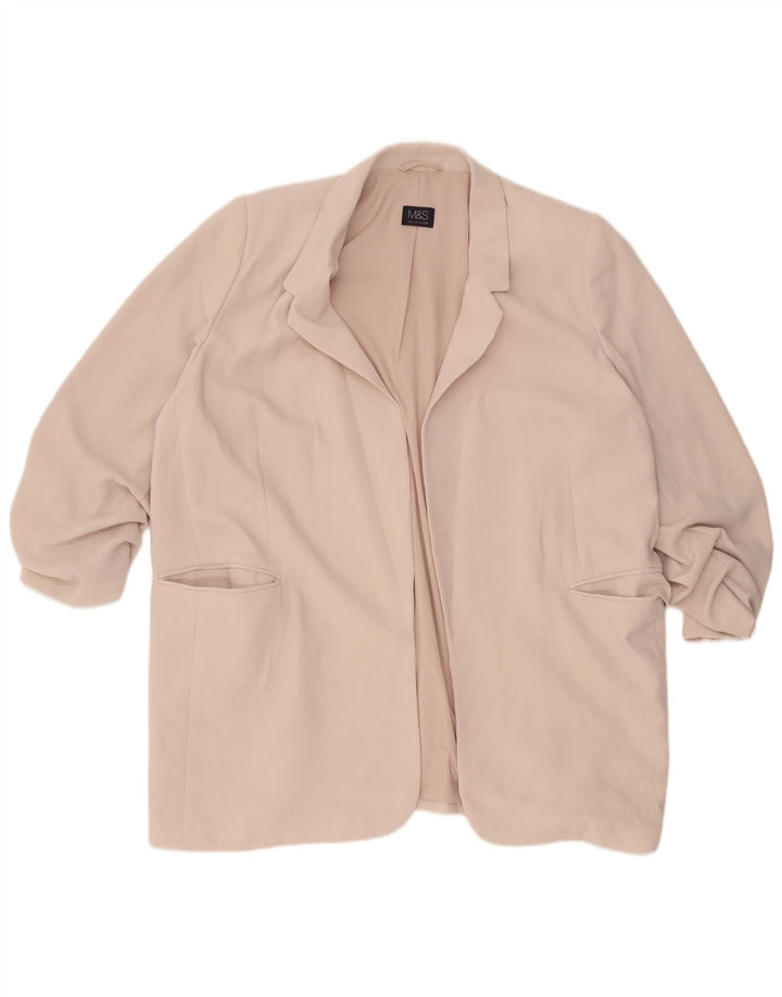 Giacca blazer aperta con maniche a 3/4 Marks & Spencer da donna UK 22 3XL Beige