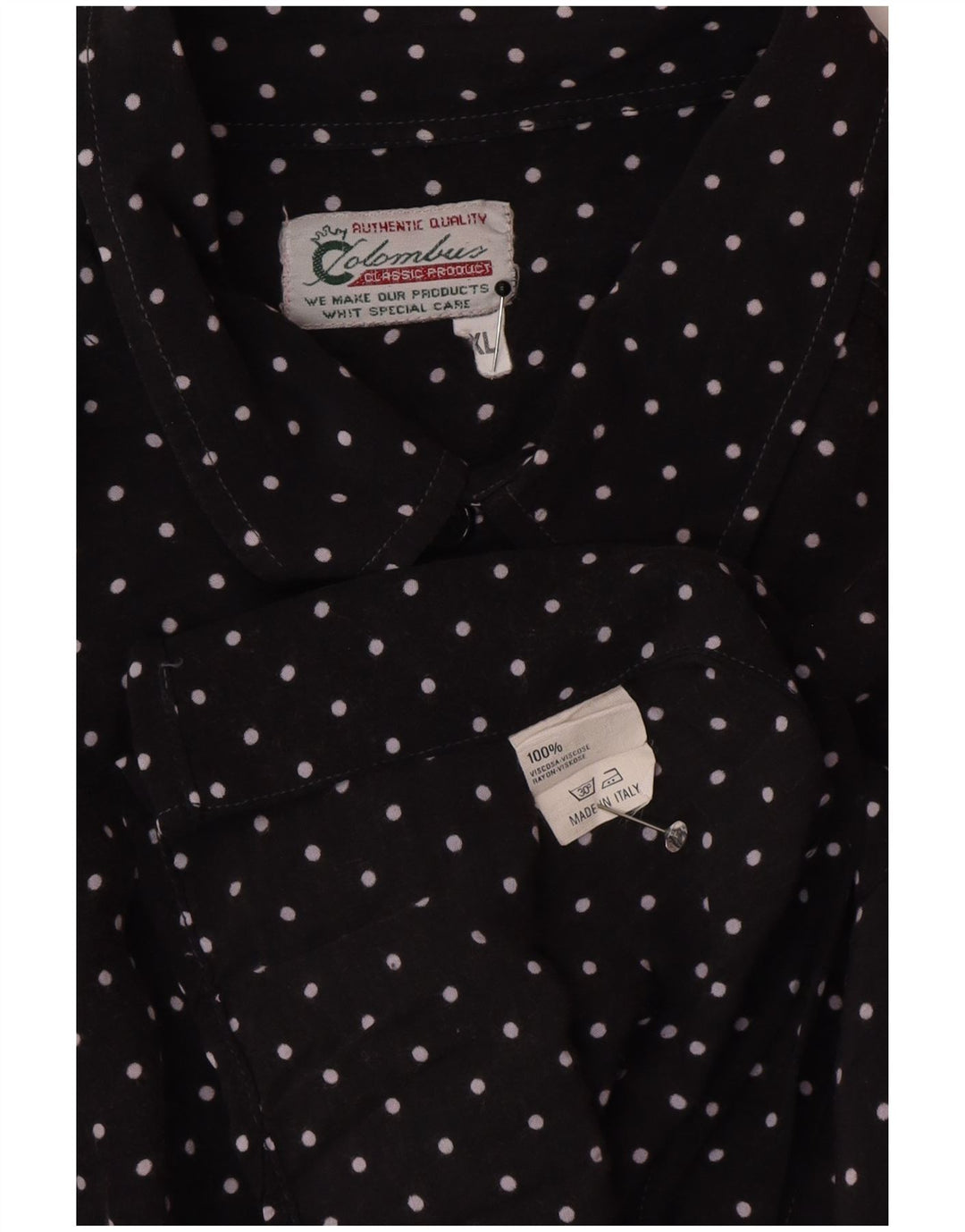 Camicia Uomo Colombus XL Nera in viscosa a pois