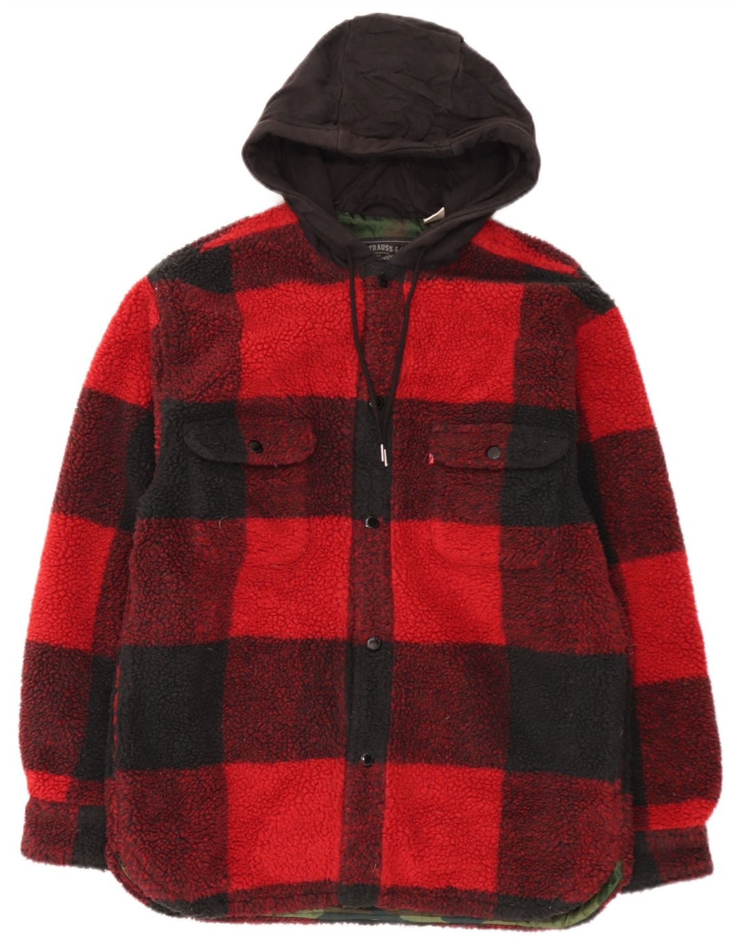 Levi's - Camicia in flanella da boscaiolo con cappuccio, piccolo motivo a quadri rossi