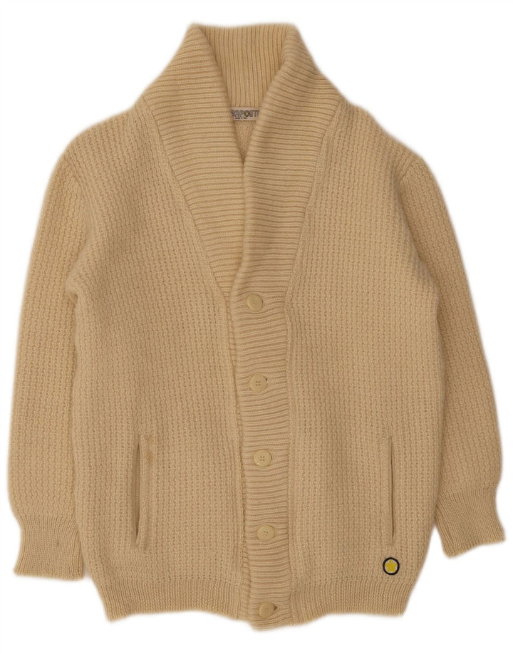 Maglione cardigan vintage da uomo IT 50 lana beige medio
