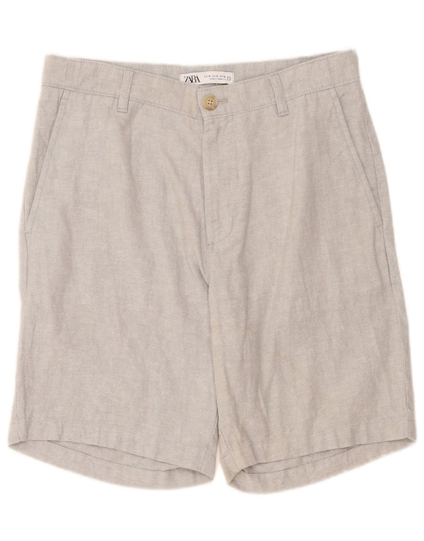 Zara Mens Chino Shorts EU 38 Small W30 Grey Linen