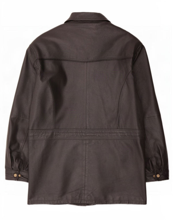 Cappotto vintage in pelle Sherpa da uomo UK 44 2XL Nero