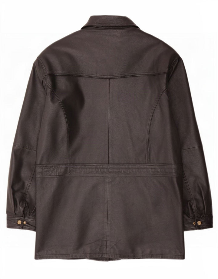 Cappotto vintage in pelle Sherpa da uomo UK 44 2XL Nero