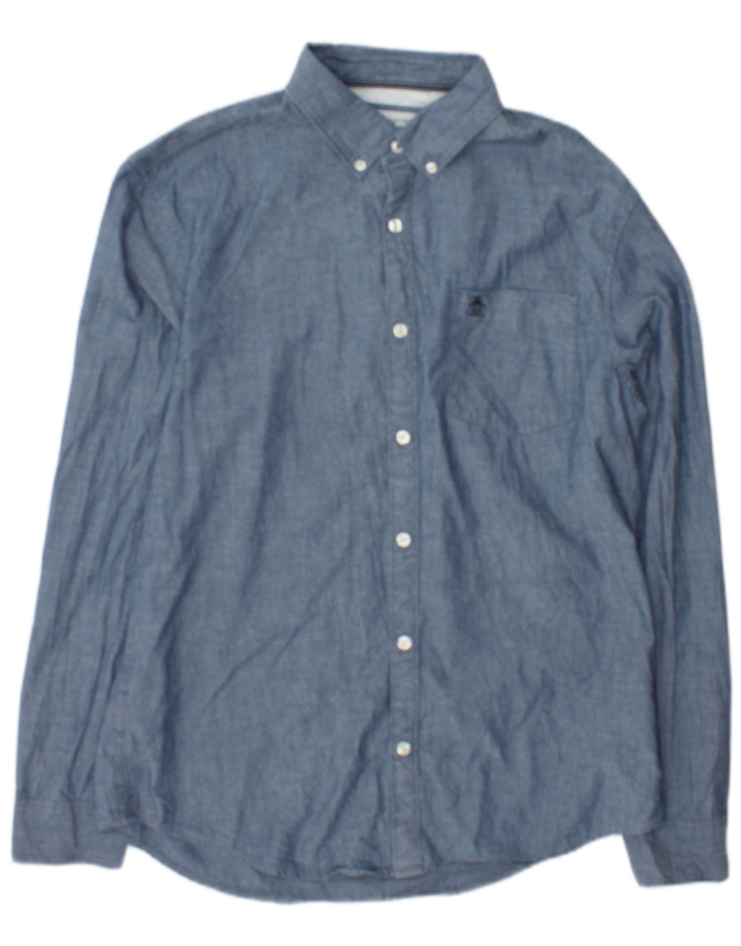 Camicia da uomo Pinguino in cotone blu medio