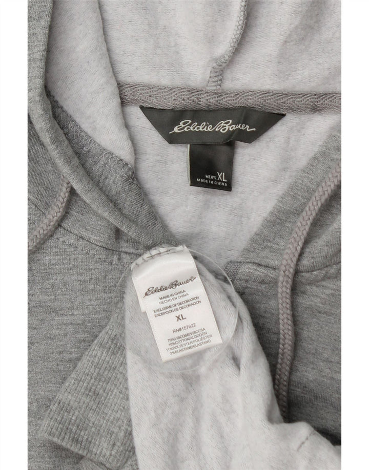 EDDIE BAUER Felpa con cappuccio e zip da uomo XL in viscosa grigia