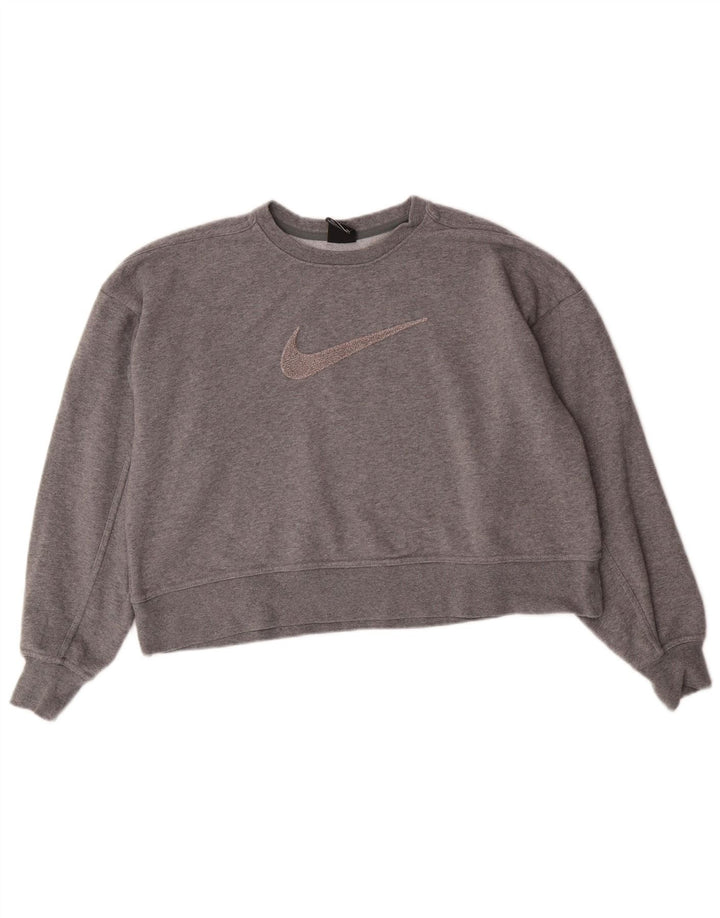 Felpa oversize con grafica Nike Dri Fit da donna UK 10 piccola grigia