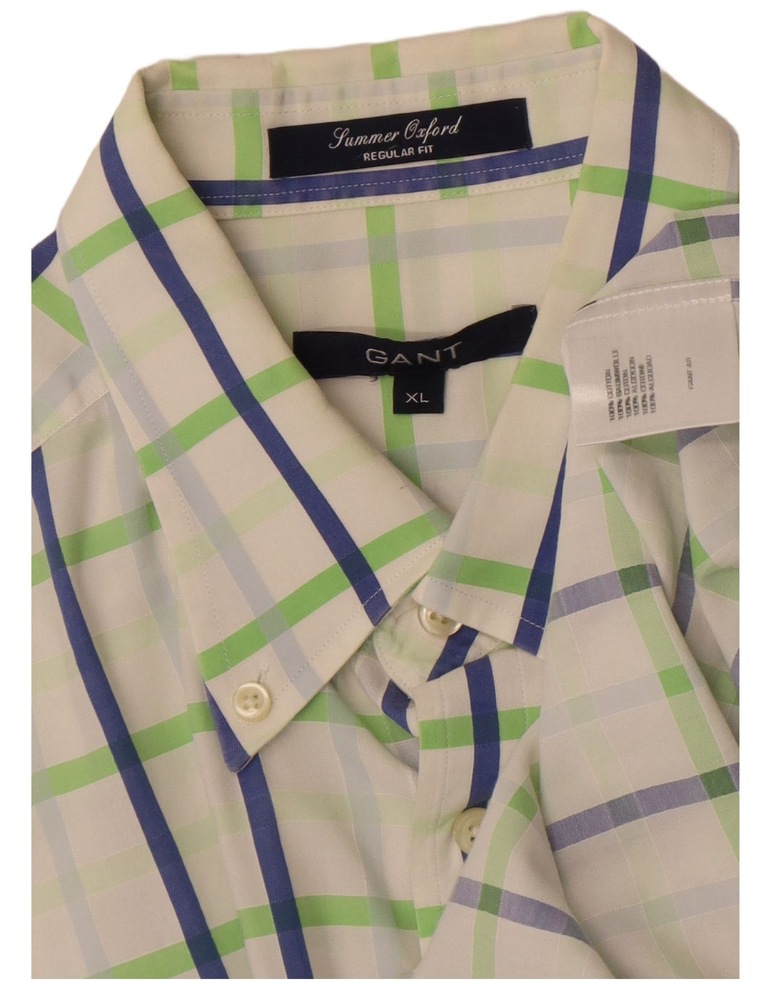 GANT Camicia da uomo vestibilità regolare XL in cotone a quadri bianchi