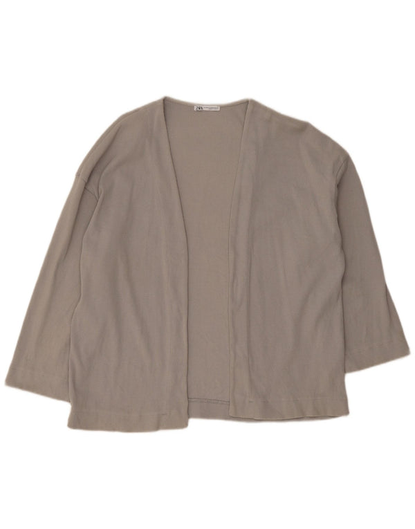 Maglione cardigan aperto oversize con maniche a 3/4 Zara da donna UK 10 piccolo grigio