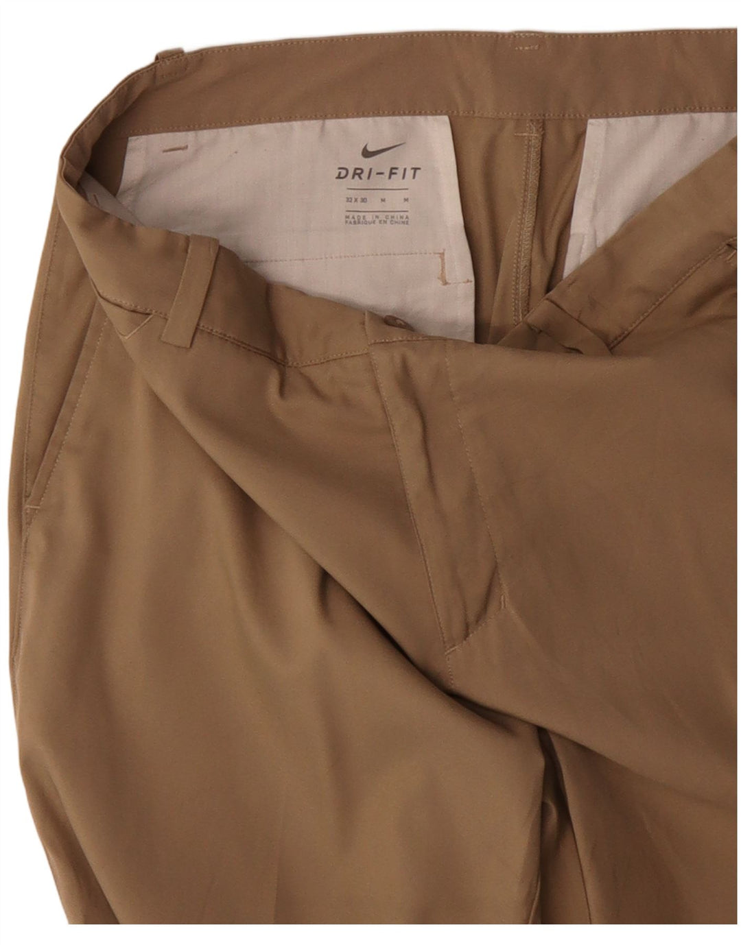Pantaloni chino dritti NIKE Dri Fit da uomo W32 L30 poliestere beige