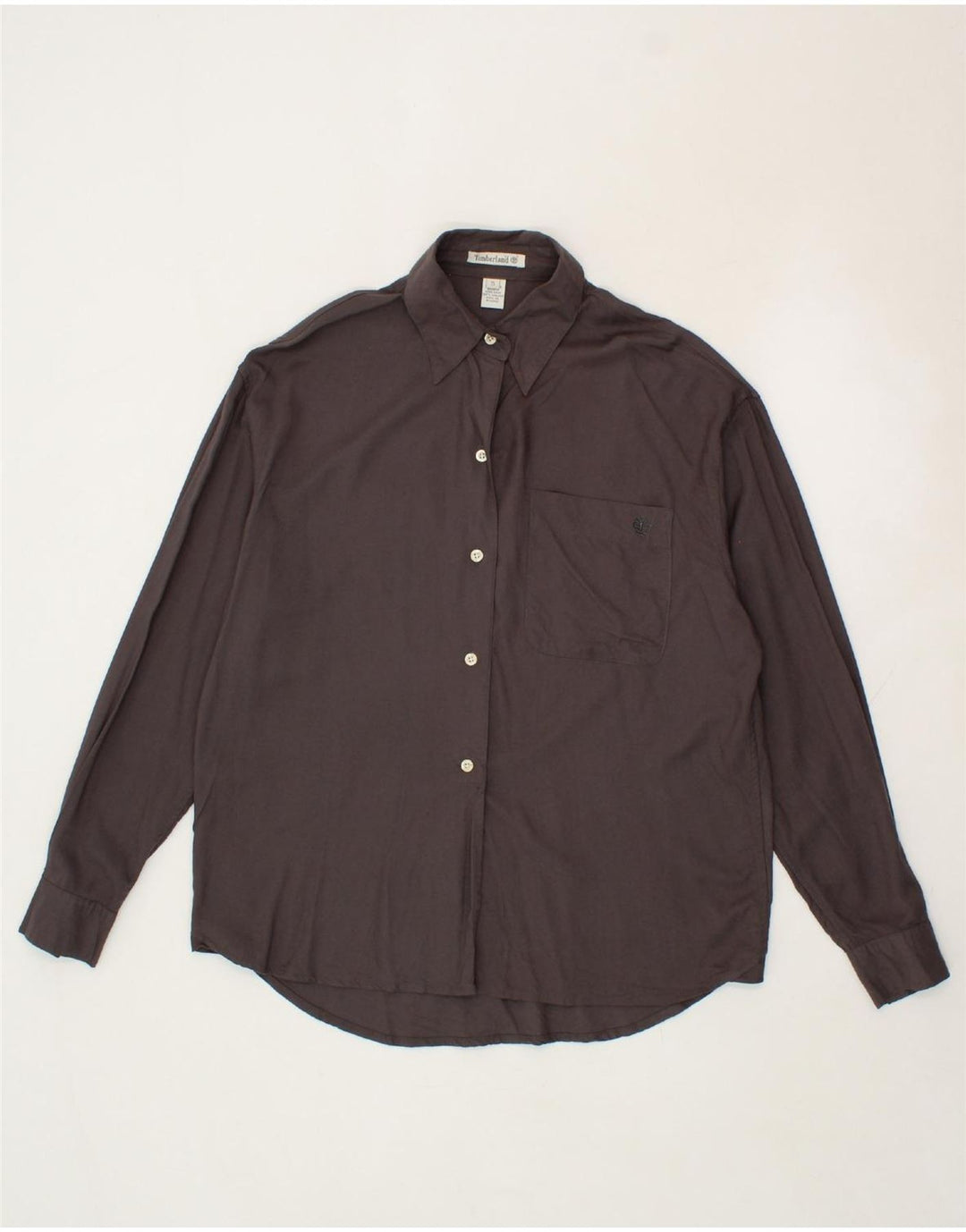 TIMBERLAND Womens Oversized Shirt Blouse UK 10 Small Grey Viscose Vintage Timberland and Second-Hand Timberland from Messina Hembry 