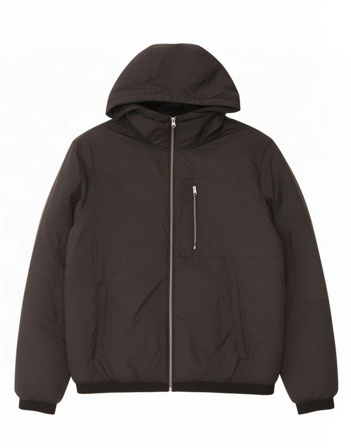 Giacca imbottita con cappuccio da uomo Zara UK 38 media nera