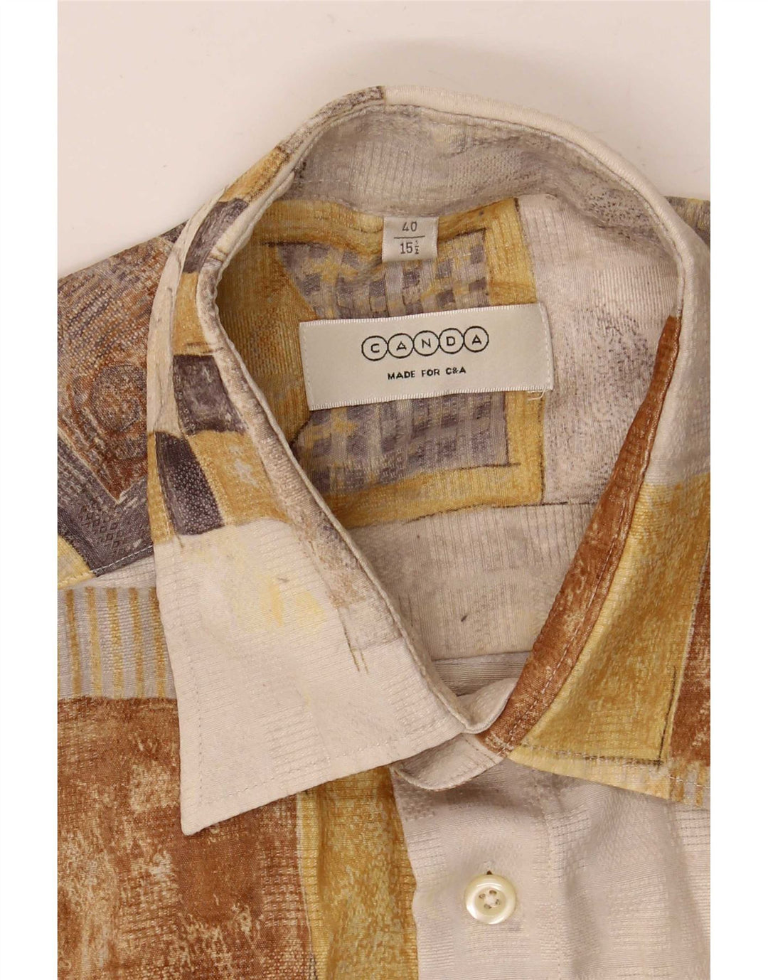 Camicia a maniche corte da uomo C&A Canda taglia 40 15 1/2 media bianco sporco geometrico
