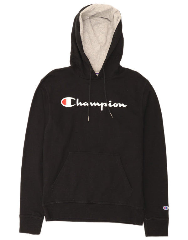 Maglione con cappuccio grafico da uomo Champion piccolo nero