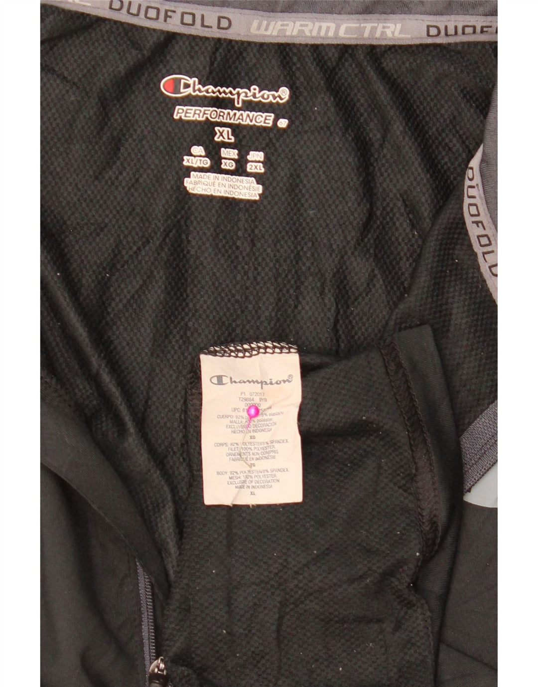 CHAMPION Top da tuta pullover con zip e collo da uomo XL nero a blocchi di colore