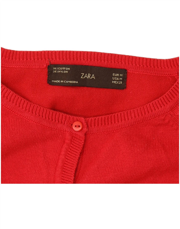 Maglione cardigan da donna Zara UK 12 cotone rosso medio