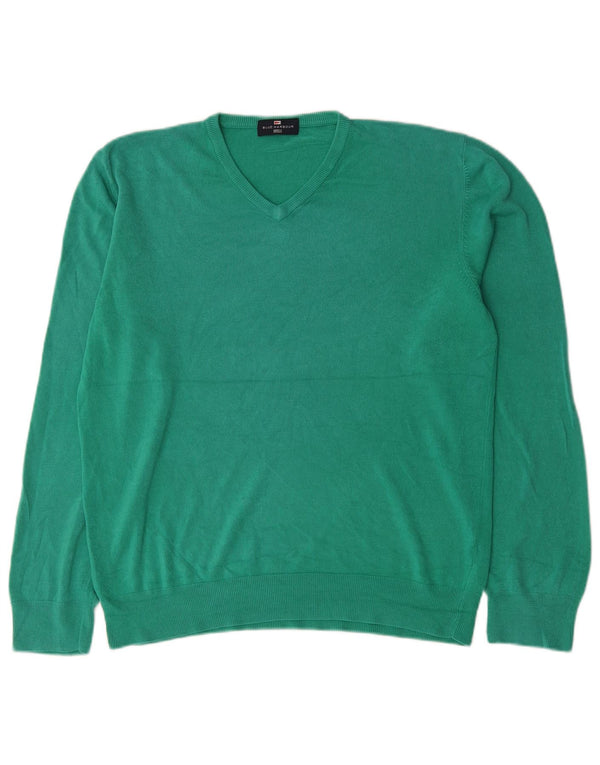 Maglione maglione con scollo a V blu Harbour da uomo Marks & Spencer grande verde