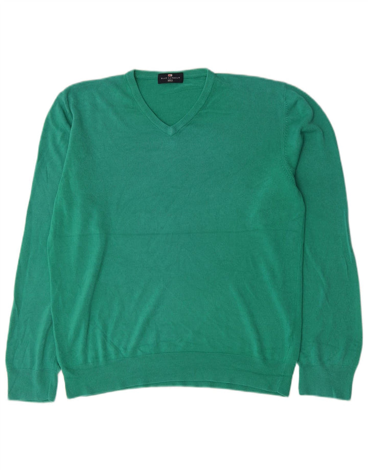 Maglione maglione con scollo a V blu Harbour da uomo Marks & Spencer grande verde