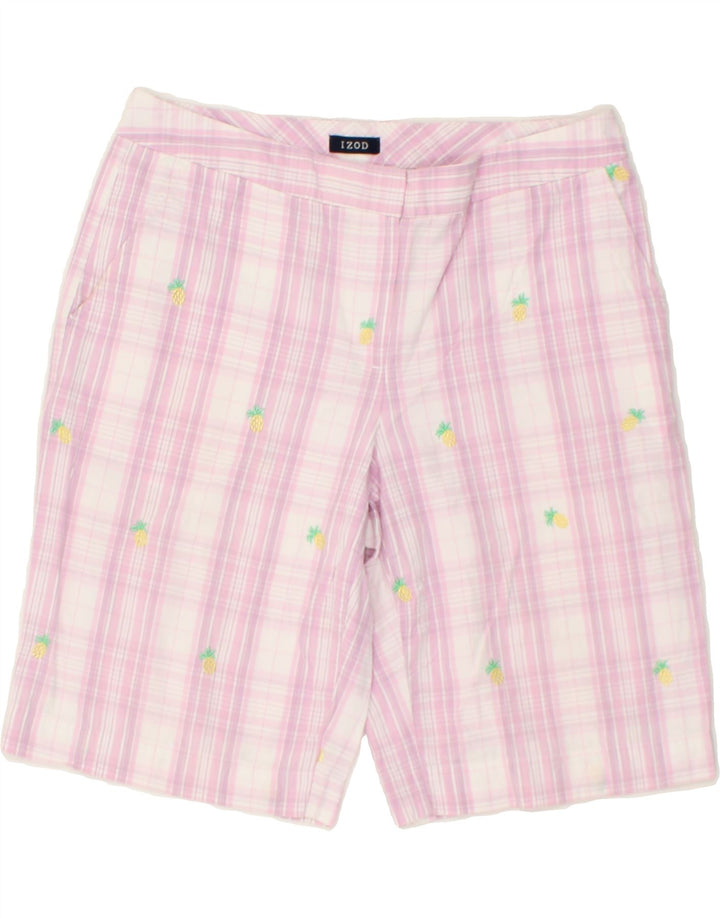 IZOD Womens Chino Shorts US 8 Medium W30 Pink Check Cotton Vintage Izod and Second-Hand Izod from Messina Hembry 
