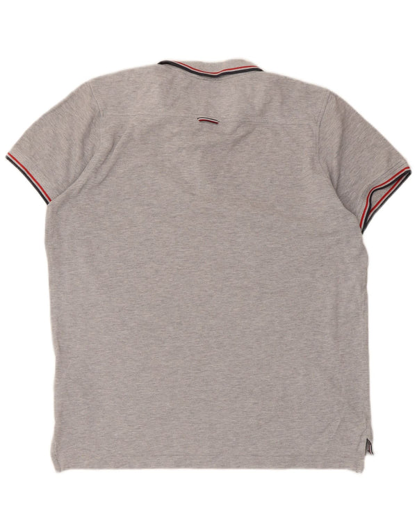 Polo da uomo slim fit Tommy Hilfiger grande cotone a righe grigie