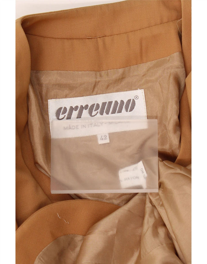 Giacca blazer vintage da donna a 3 bottoni con maniche a 3/4 IT 42 Rayon marrone medio