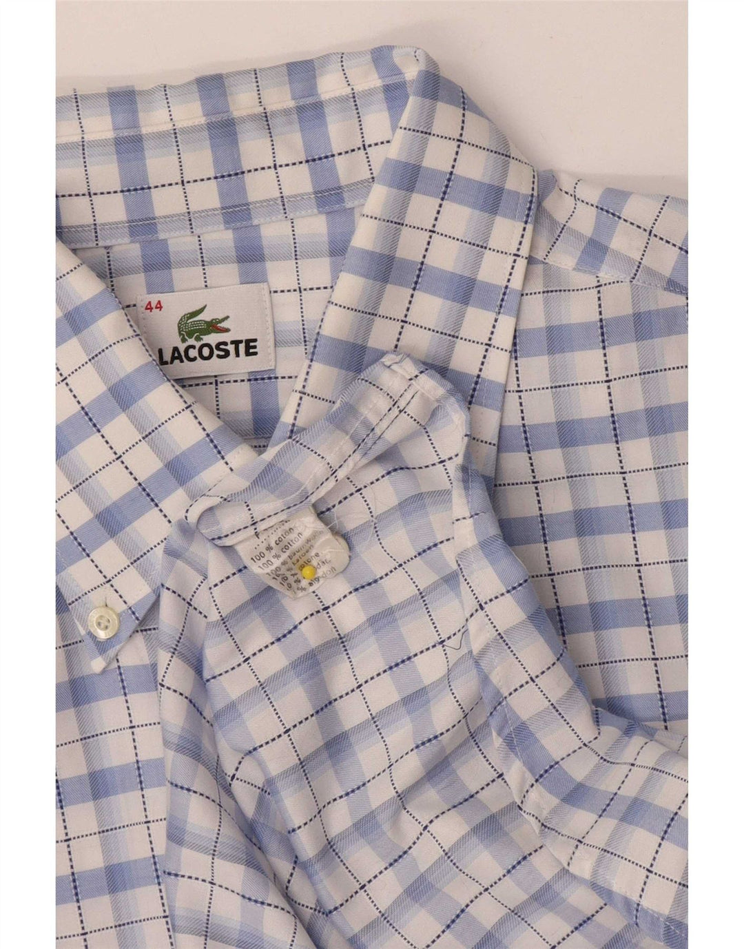 Camicia da uomo Lacoste taglia 44 XL in cotone a quadri blu