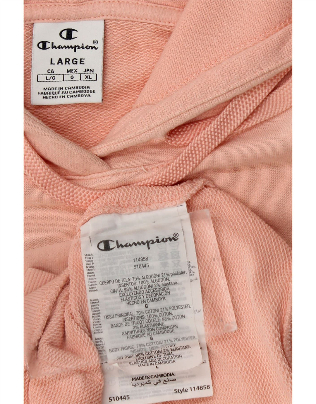 Maglione con cappuccio grafico da donna CHAMPION UK 16 grande cotone rosa