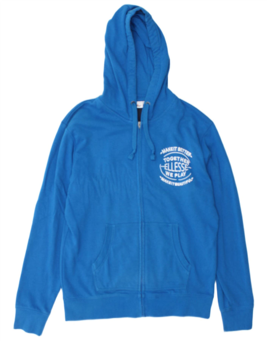 Maglione con cappuccio e zip grafica da uomo Ellesse in cotone blu medio