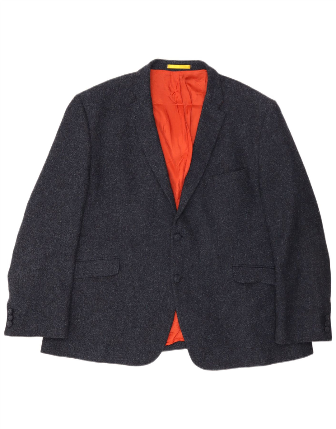 Giacca blazer da uomo a 2 bottoni Shetland taglia 52 3XL lana blu navy