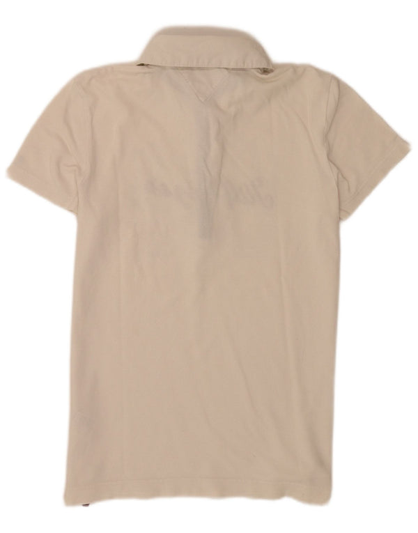Polo grafica da donna Tommy Hilfiger USA UK 14 grande cotone bianco