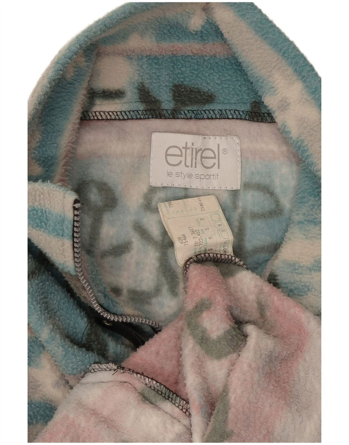 Etirel Maglione in pile da uomo con collo con zip grafico piccolo Fair Isle multicolore