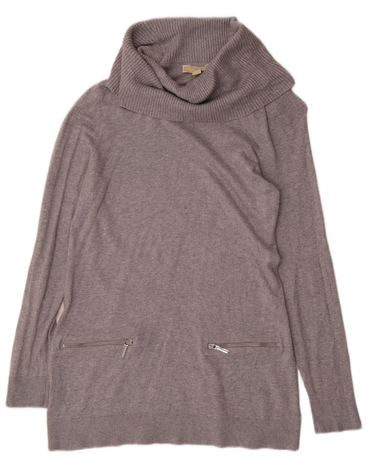 Maglione maglione a collo alto da donna Michael Kors UK 16 grande grigio screziato