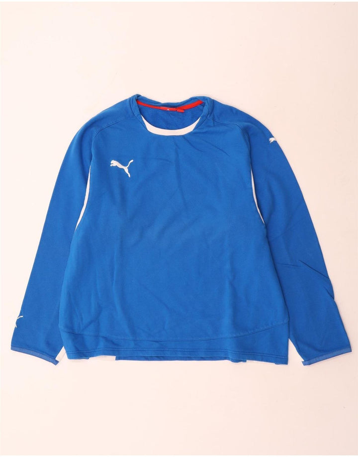 Maglia a maniche lunghe da donna Puma UK 14 Cotone color block blu medio