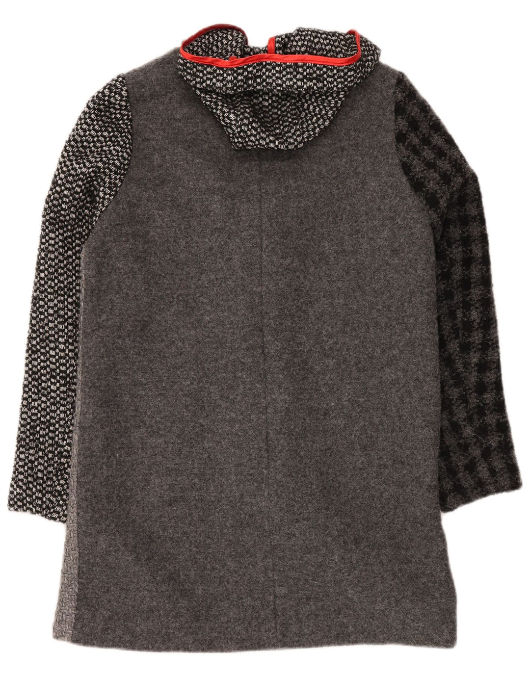 DESIGUAL Cappotto con cappuccio grafico da donna EU 40 Grigio medio a quadri